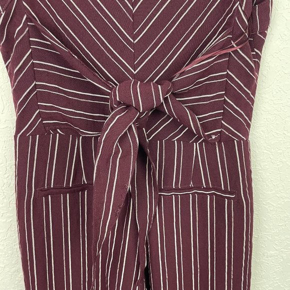 PAPERMOON Womens M Contrasting Stripe Tie Front Jumpsuit Pockets Back Zip - Picture 6 of 10